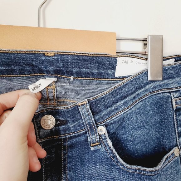 RAG & BONE Blue Distressed Skinny Jeans - Picture 6 of 11